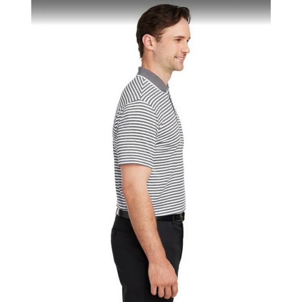 Nike Golf Dri-FIT Polo Shirt Men's Striped Gray White Performance - Size XL